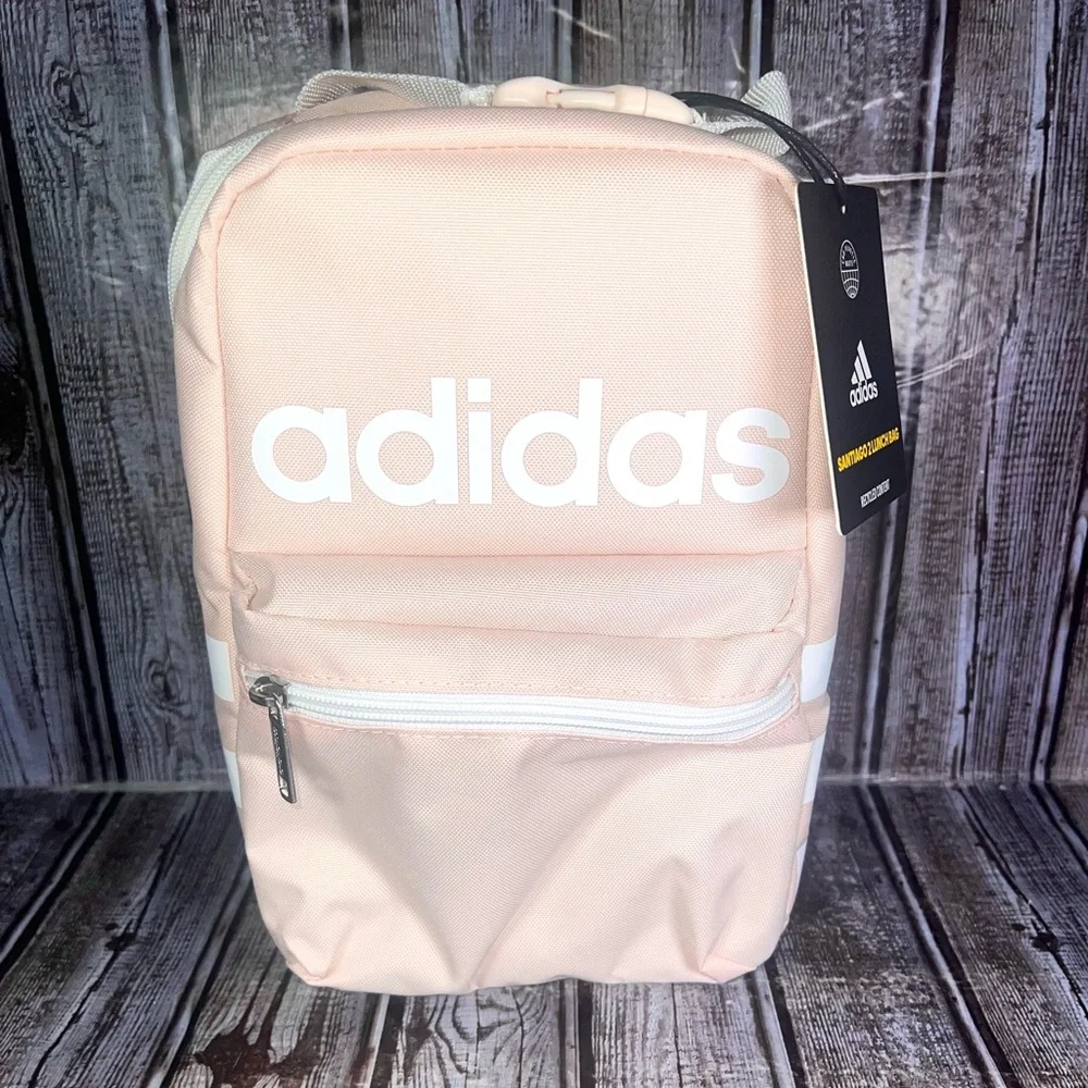 Adidas‎ Insulated Lunch Bag Front Zip Pocket, Clip Handle Light Pink School NEW!